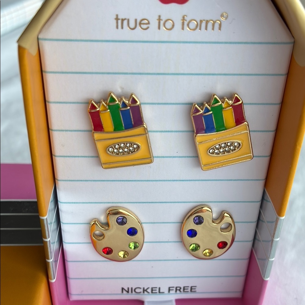 True to form Colorful Crayons 🖍️ and Paint 🎨 Palette Earrings